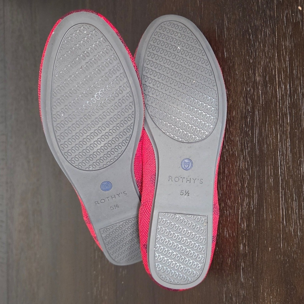 Rothy's The Loafer Womens 5.5 Red Abstract Knit Washable Comfort Flats - Picture 8 of 8